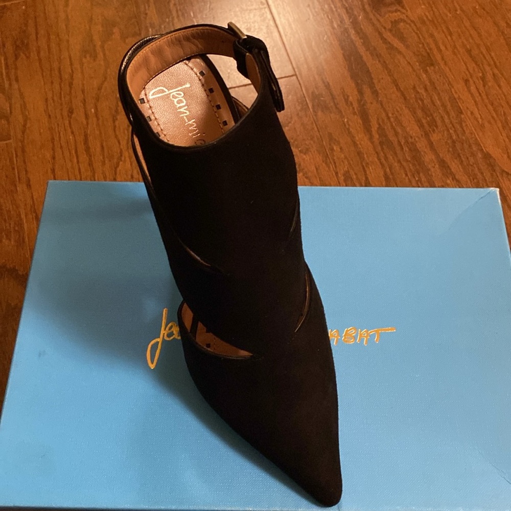 NIB Jean-Michel Cazabat Black+Black Estelle Cut-Out Pump Suede Heels, 5” High - Picture 4 of 8